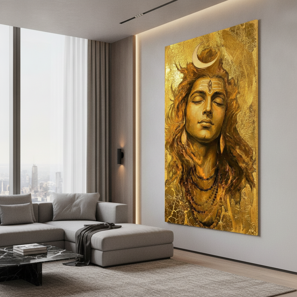 Shiva Golden Textured Third Eye Gold Leaf
