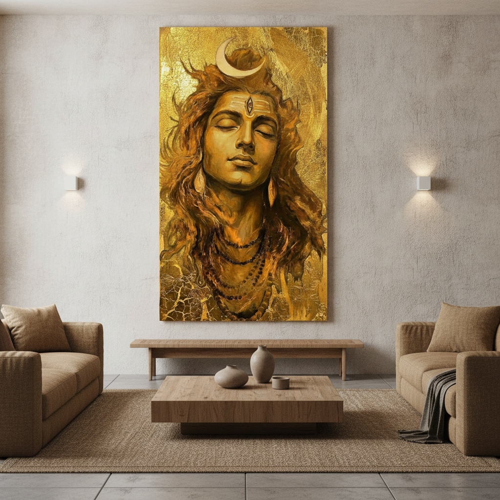 Shiva Golden Textured Third Eye Gold Leaf