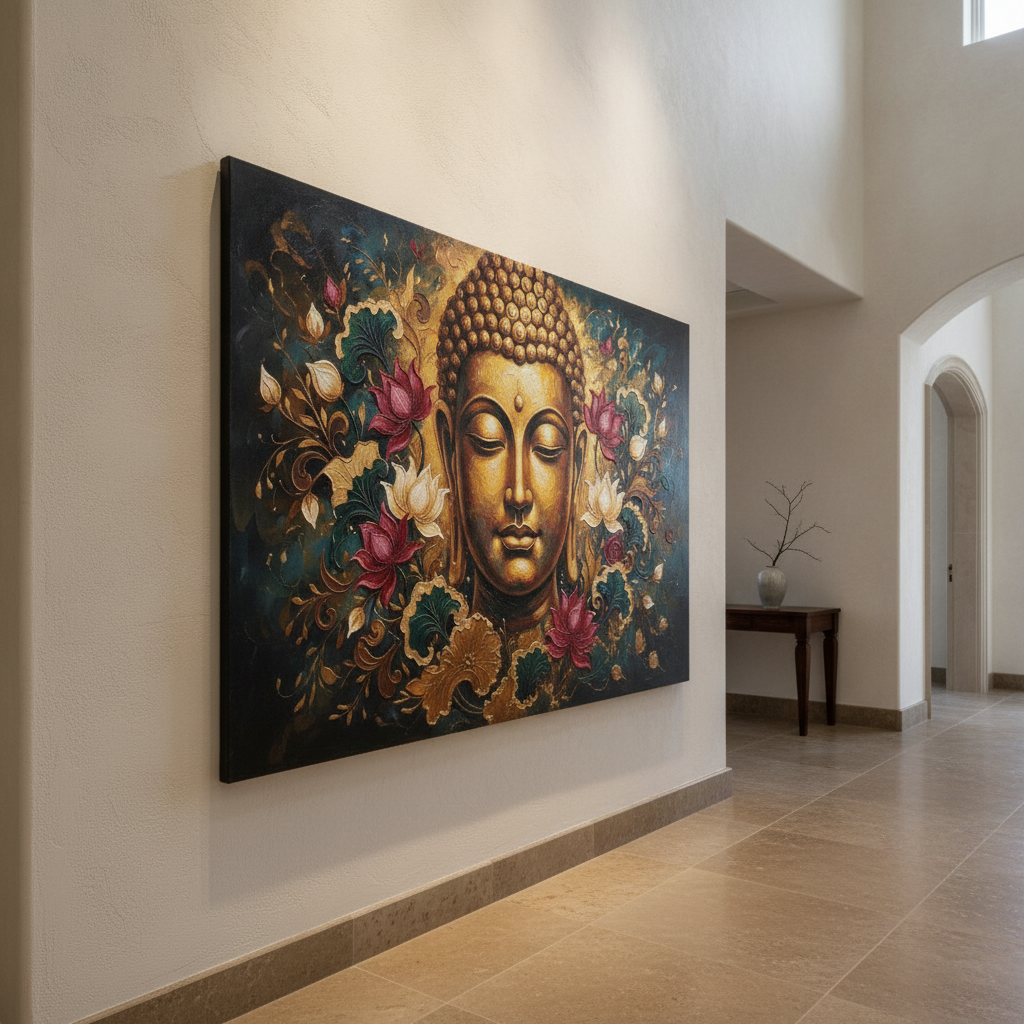 Golden Buddha Lotus Painting