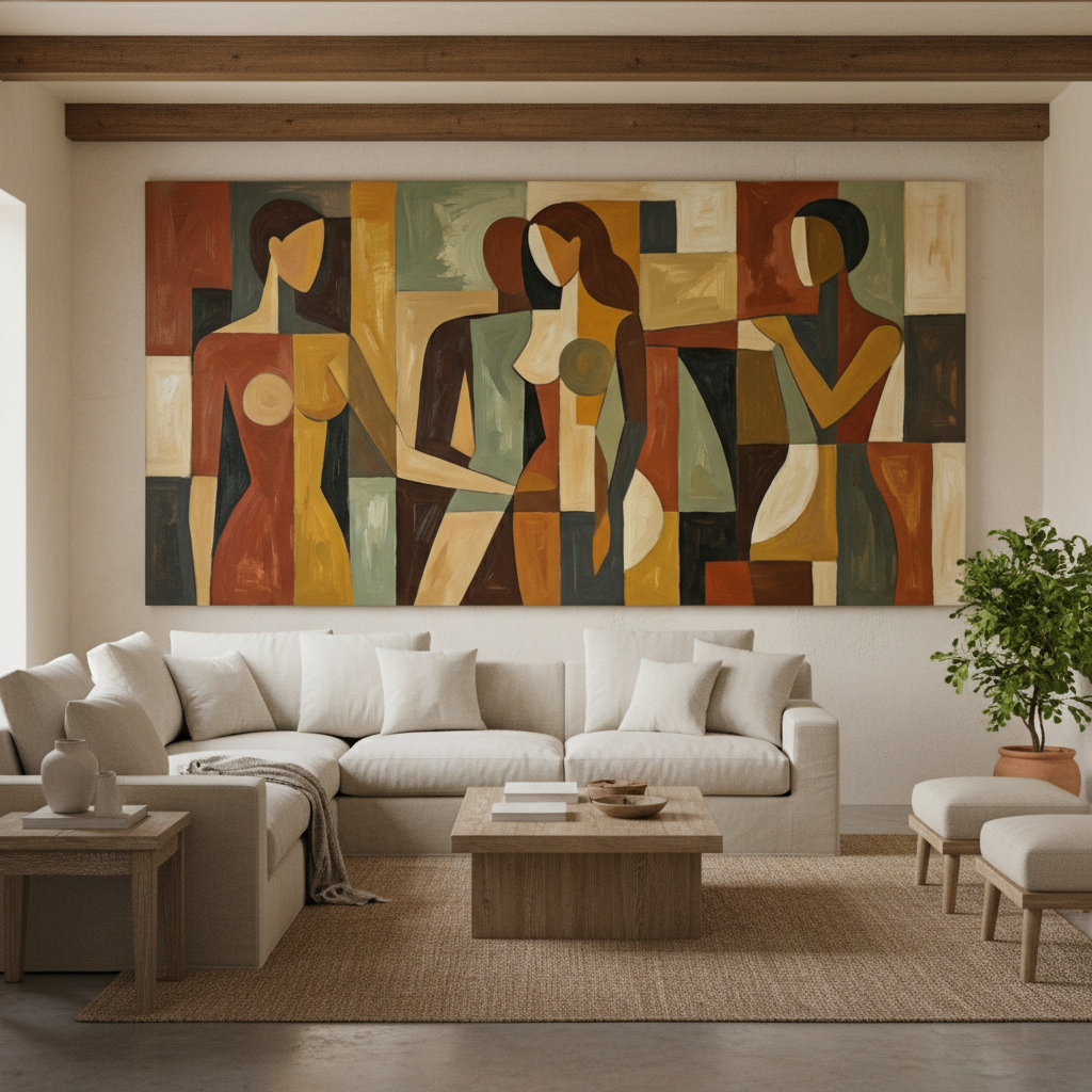 Cubist Three Women Abstract Painting