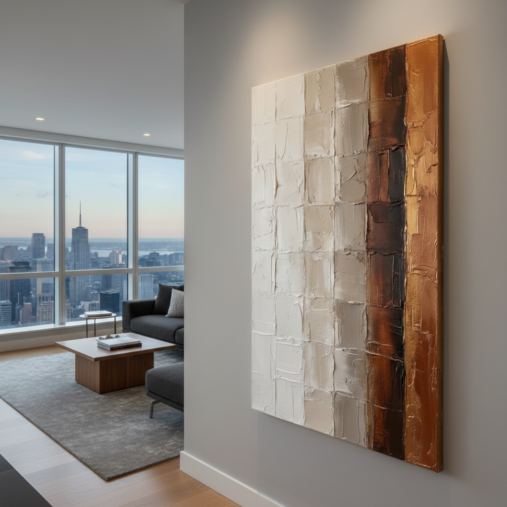 Textured Grid Abstract Painting
