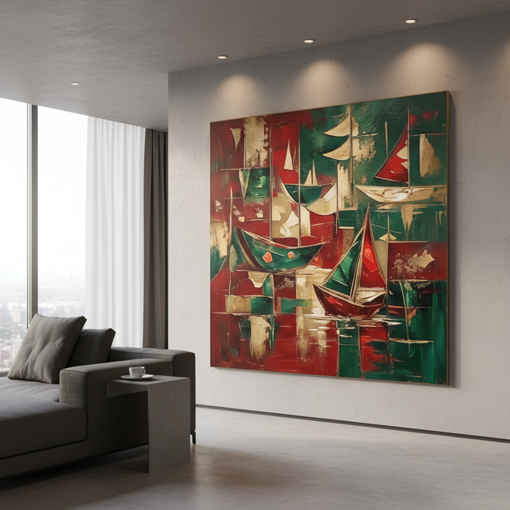 Abstract Sailboats Abstract Painting