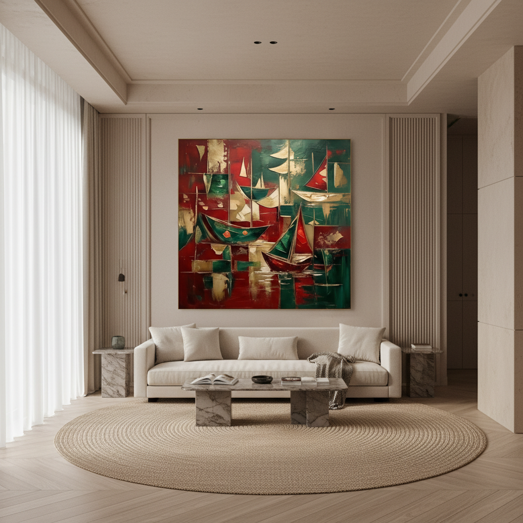 Abstract Sailboats Abstract Painting