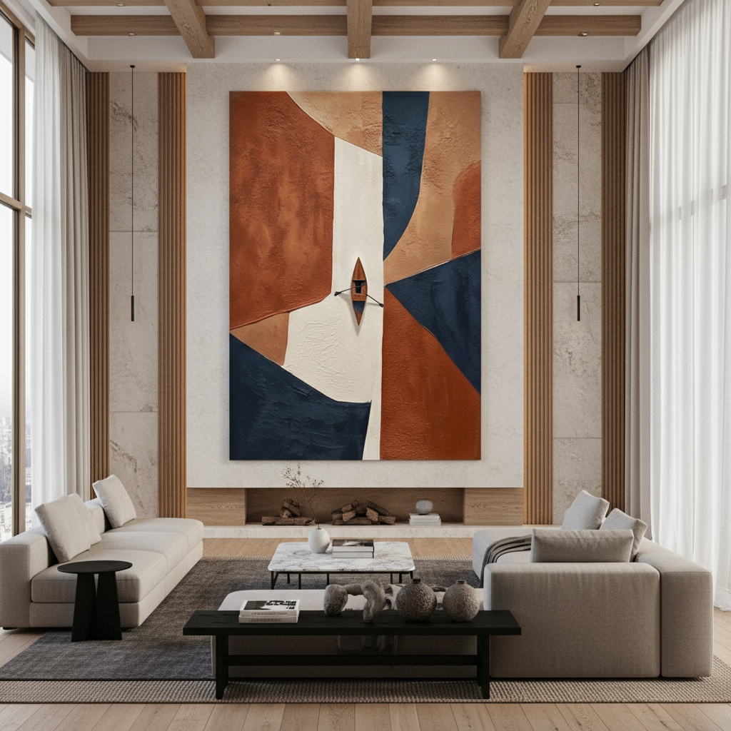 Aerial View Boat Geometric AbstractPainting