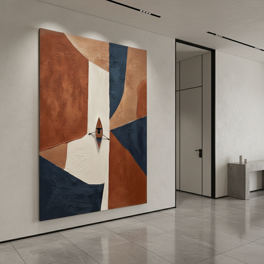 Aerial View Boat Geometric AbstractPainting