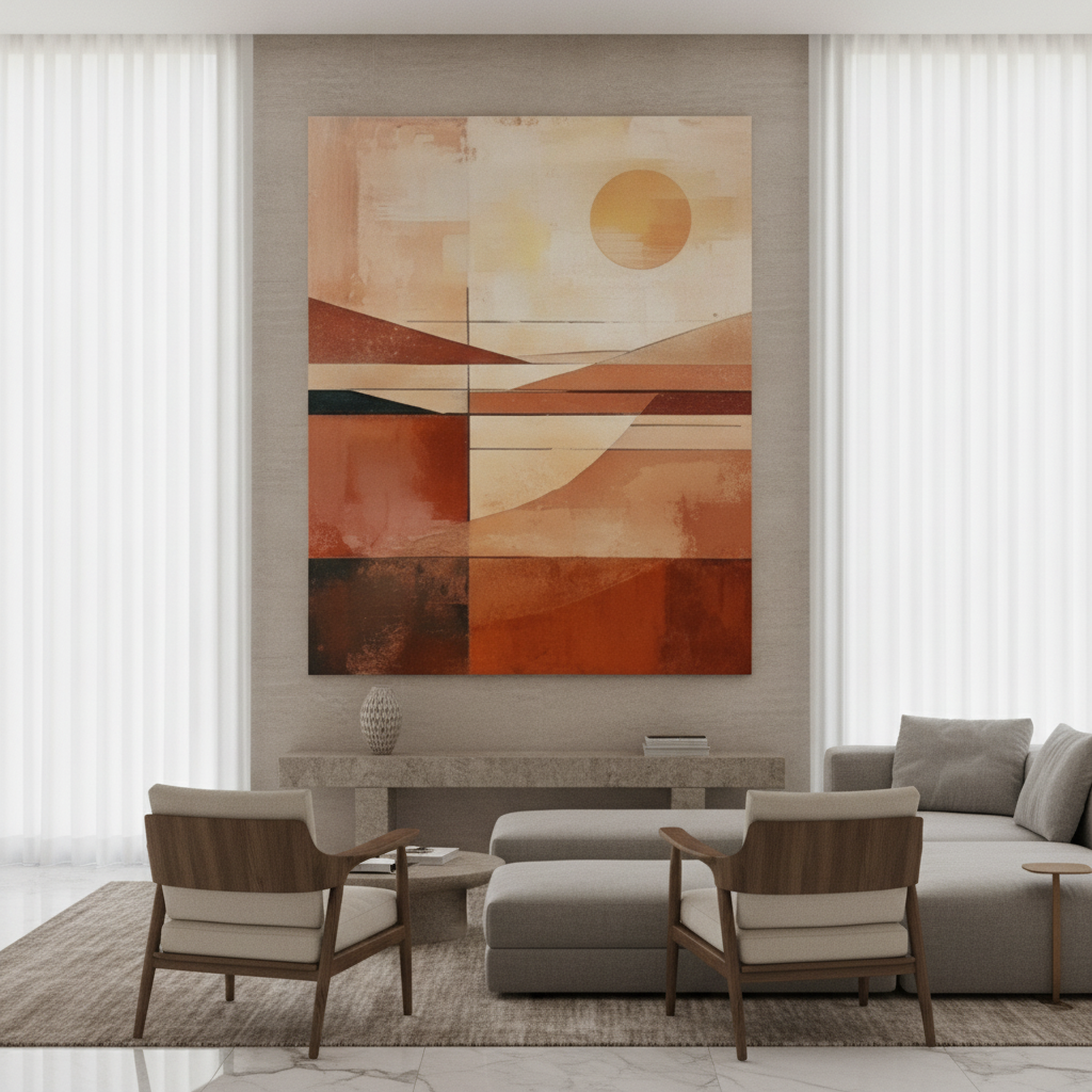 Geometric Desert Landscape Abstract Painting