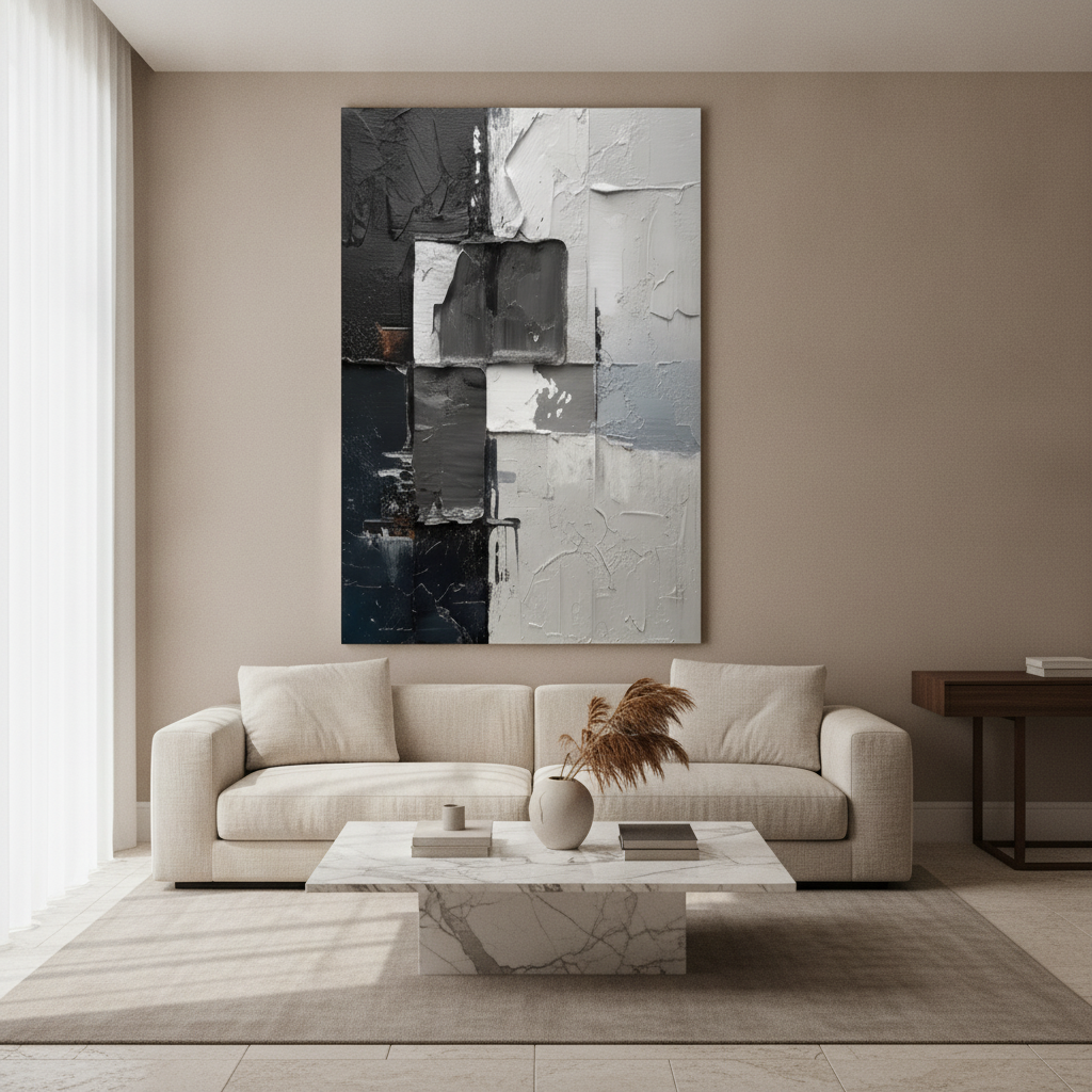 Black White & Grey Abstract Painting