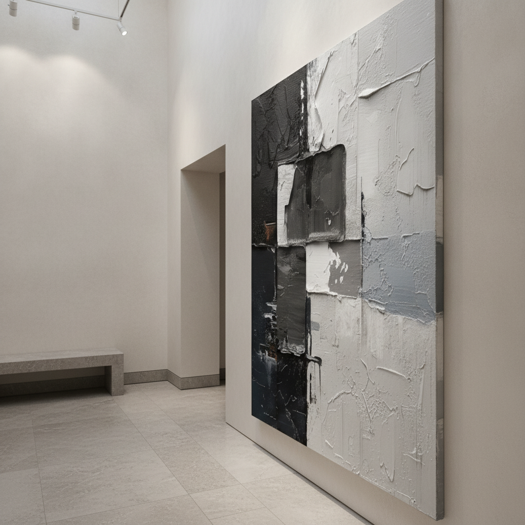 Black White & Grey Abstract Painting