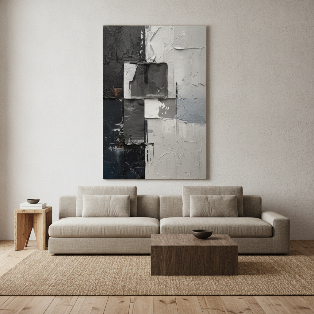 Black White & Grey Abstract Painting