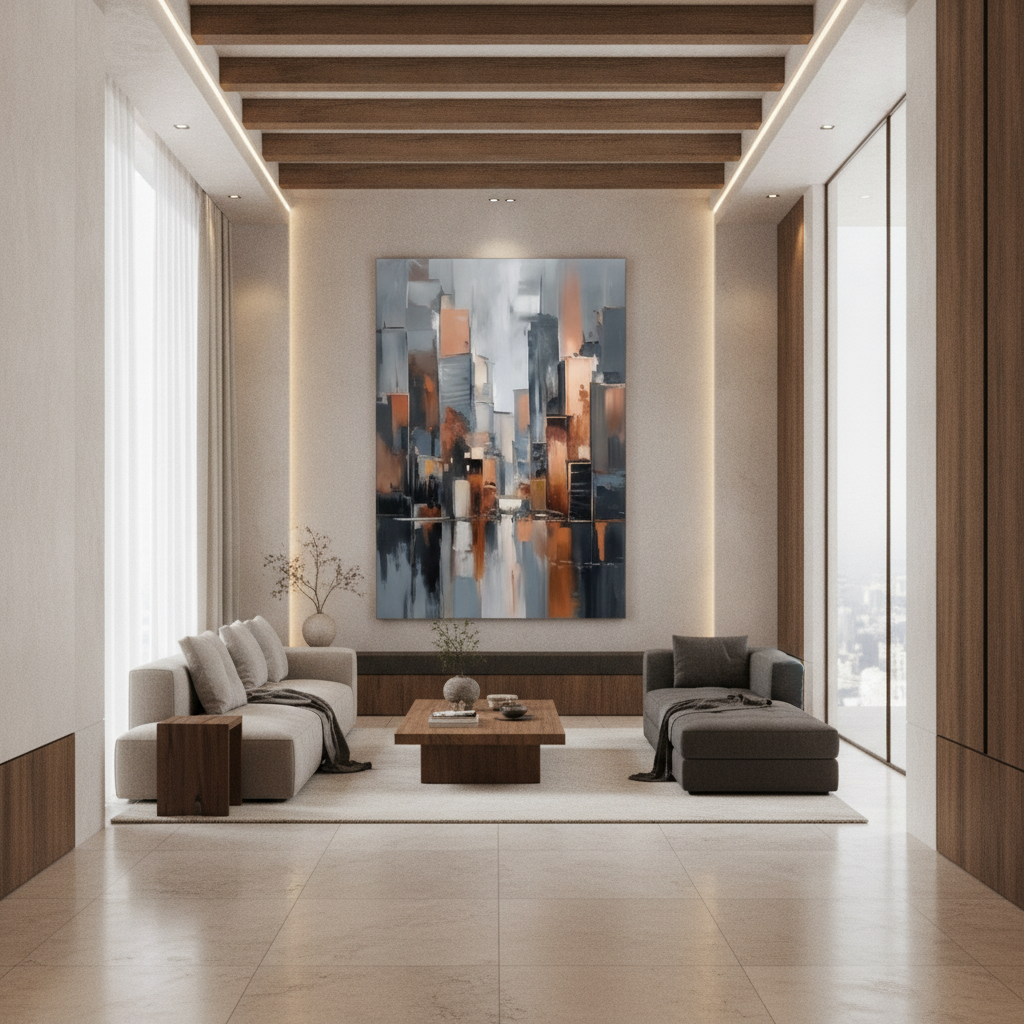 City Reflection Abstract Painting
