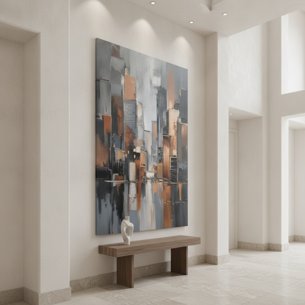 City Reflection Abstract Painting