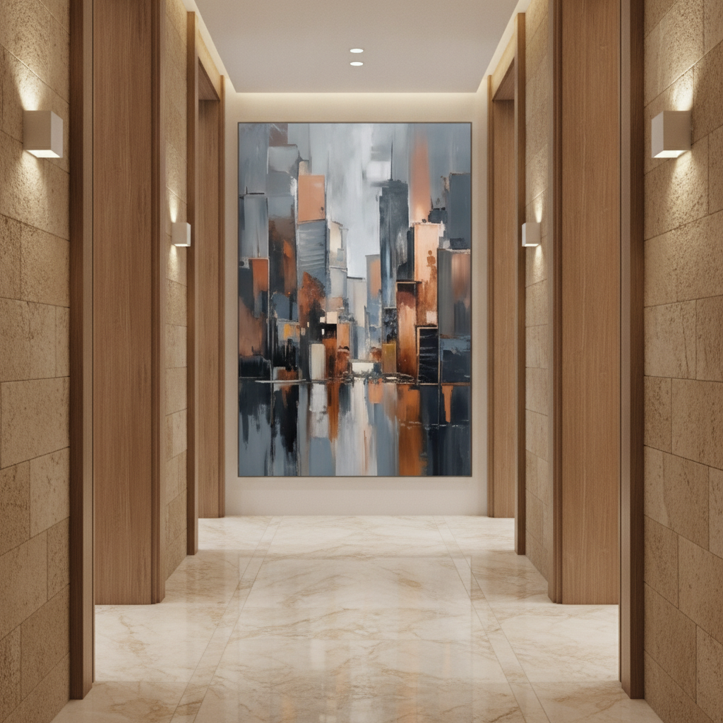 City Reflection Abstract Painting