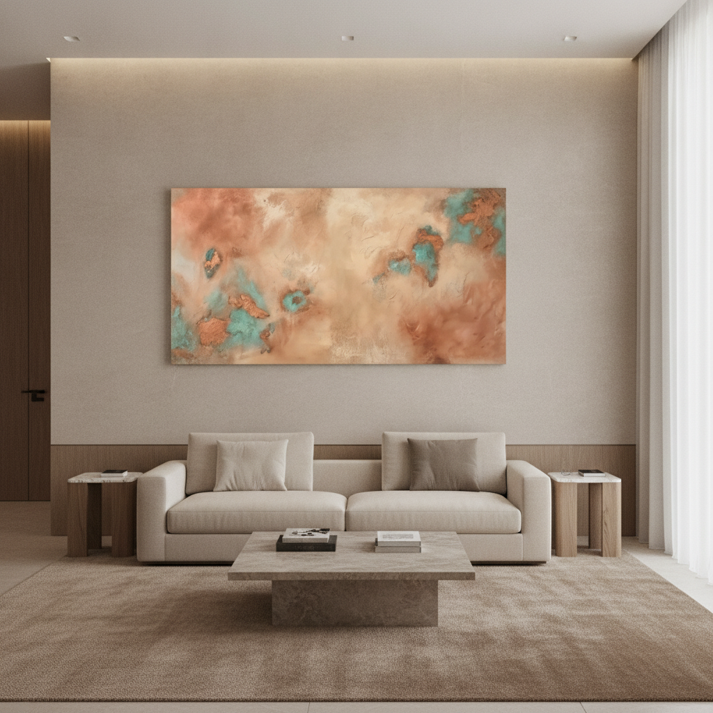 Copper & Teal Cloud Abstract Painting