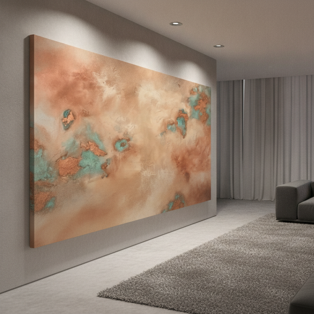 Copper & Teal Cloud Abstract Painting