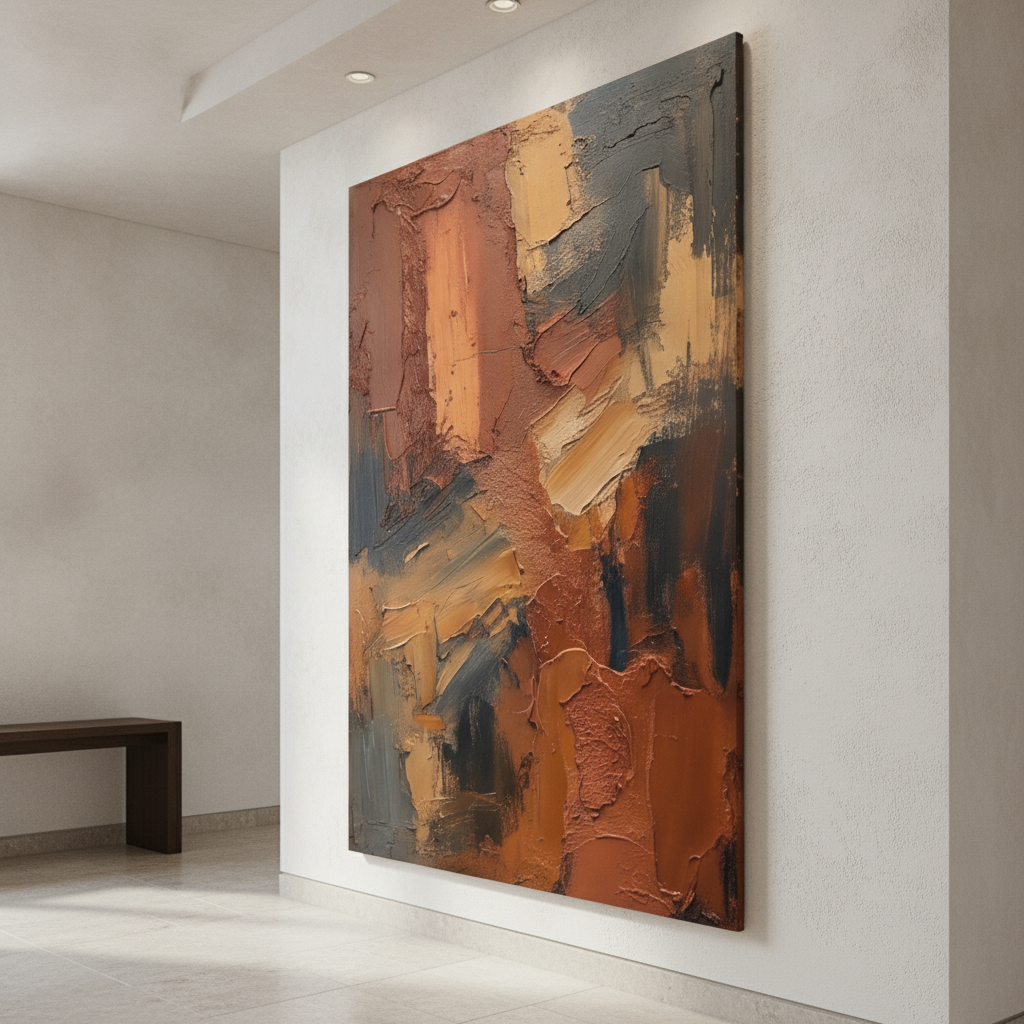 Terracotta Sienna & Navy Abstract Painting