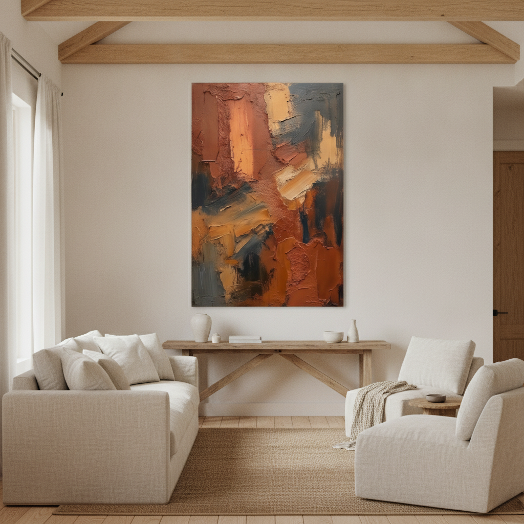 Terracotta Sienna & Navy Abstract Painting
