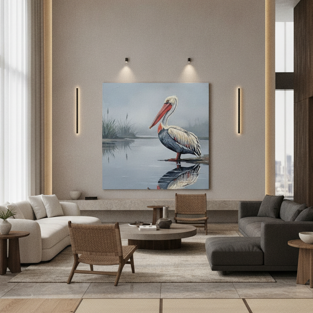Pelican Misty Lake Painting