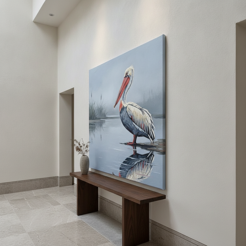 Pelican Misty Lake Painting