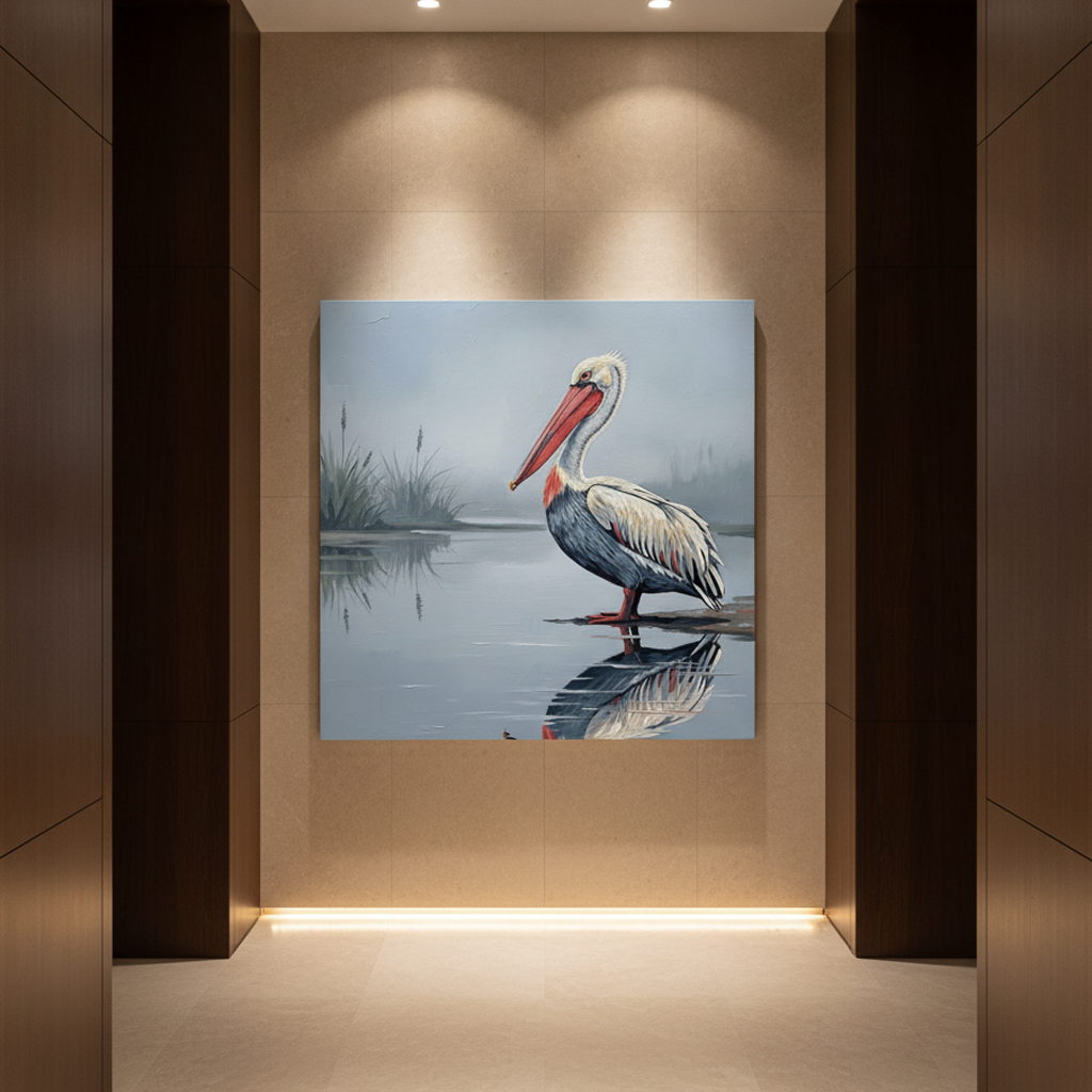 Pelican Misty Lake Painting