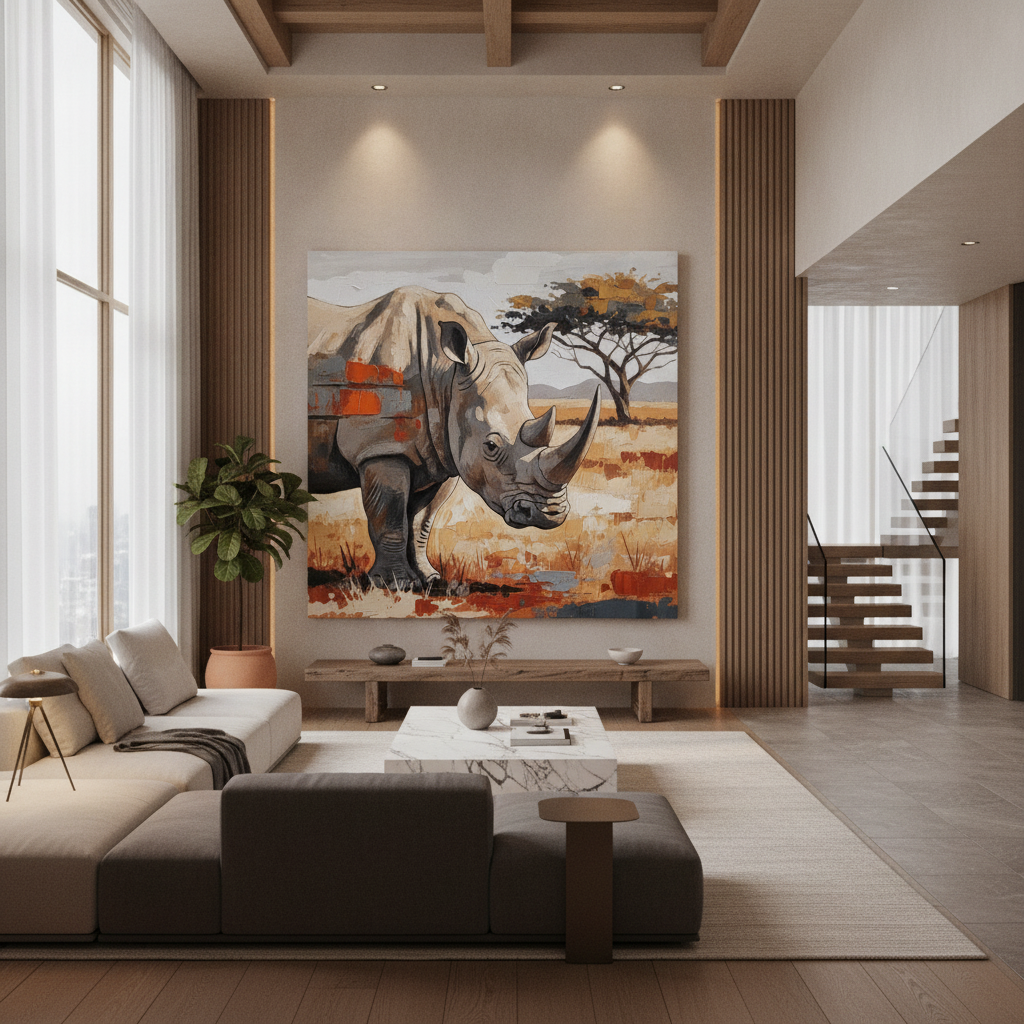 Rhino Savanna Painting