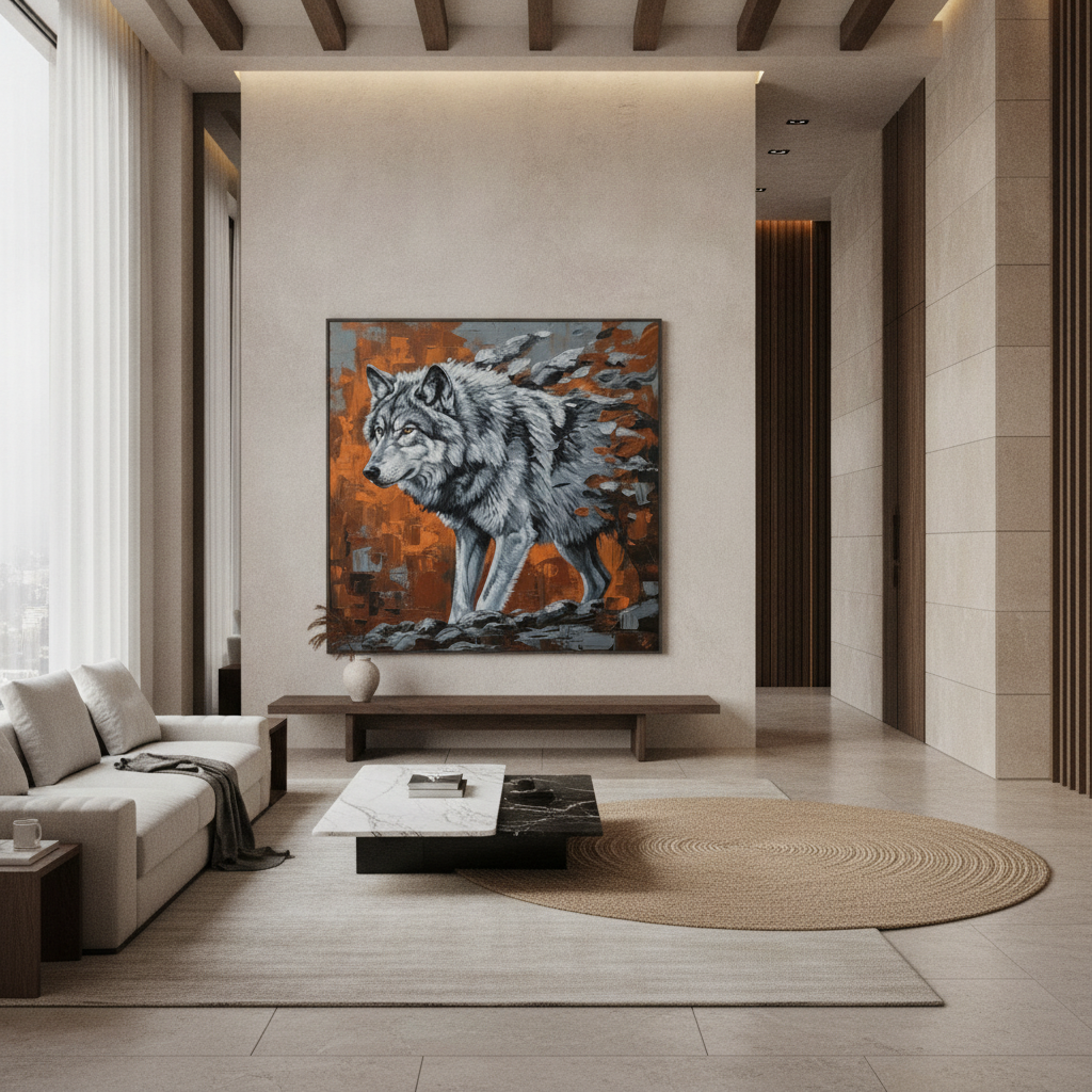 Gray Wolf Painting