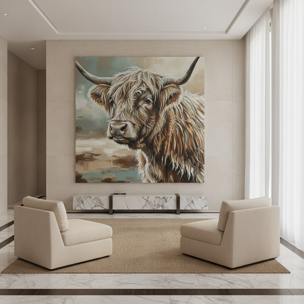 Highland Cow Framed Painting