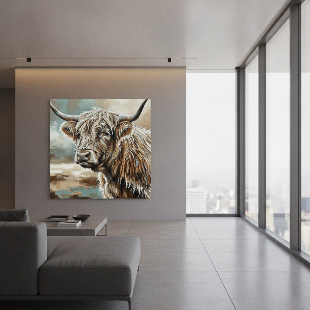 Highland Cow Framed Painting