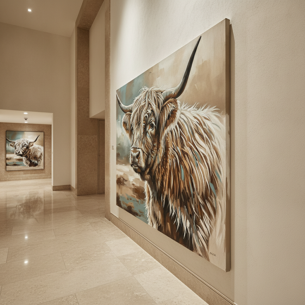 Highland Cow Framed Painting