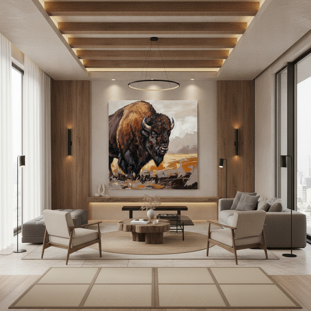 Bison Portrait Painting