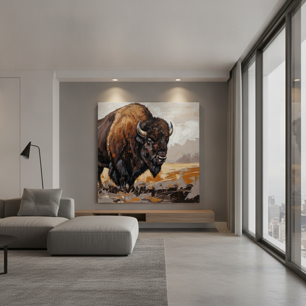 Bison Portrait Painting