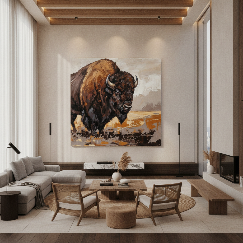 Bison Portrait Painting