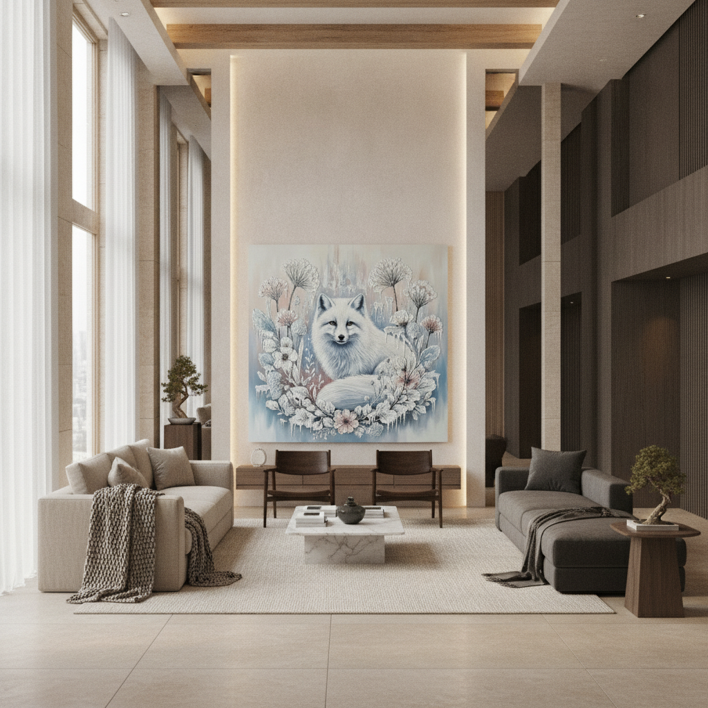 Arctic Fox Winter Painting