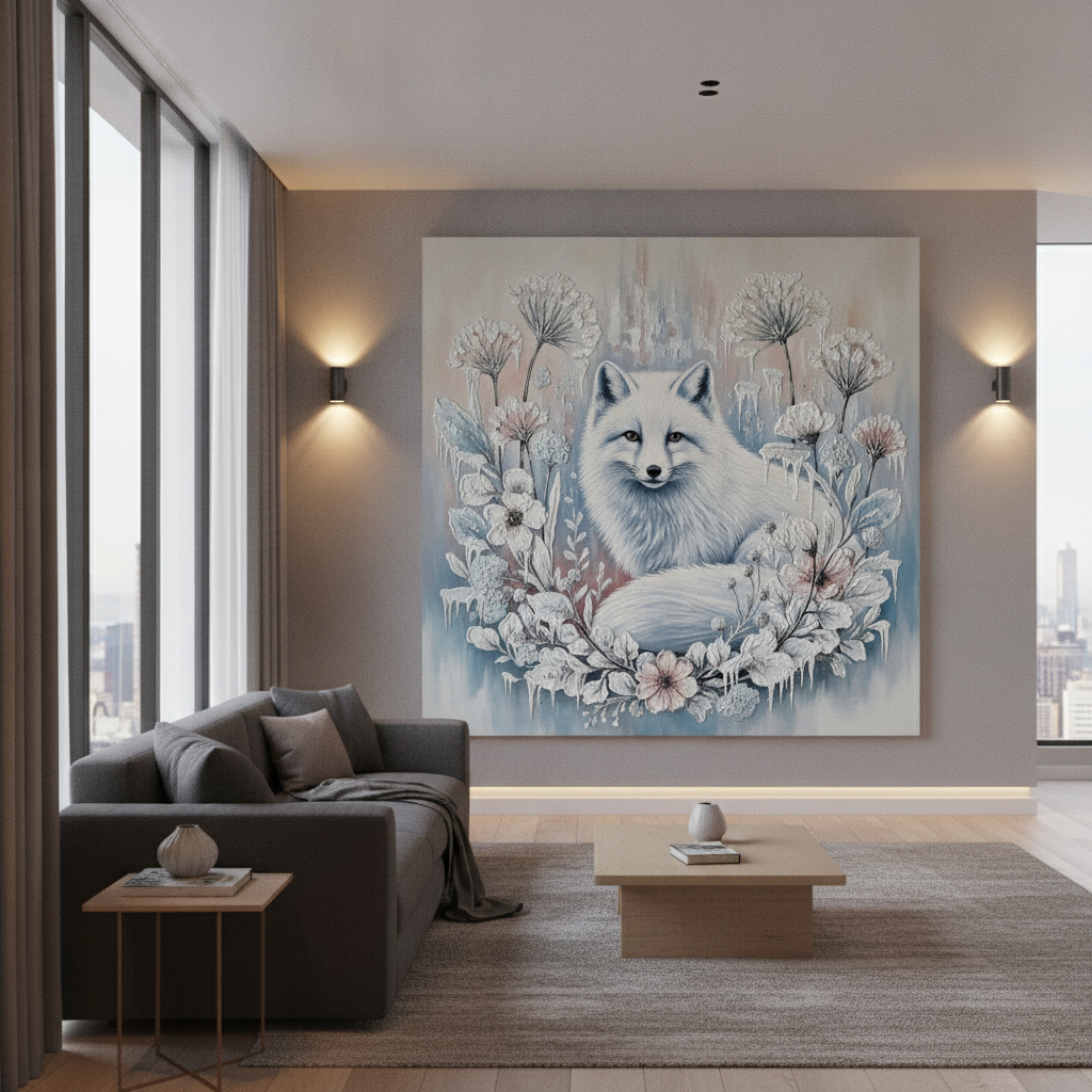 Arctic Fox Winter Painting
