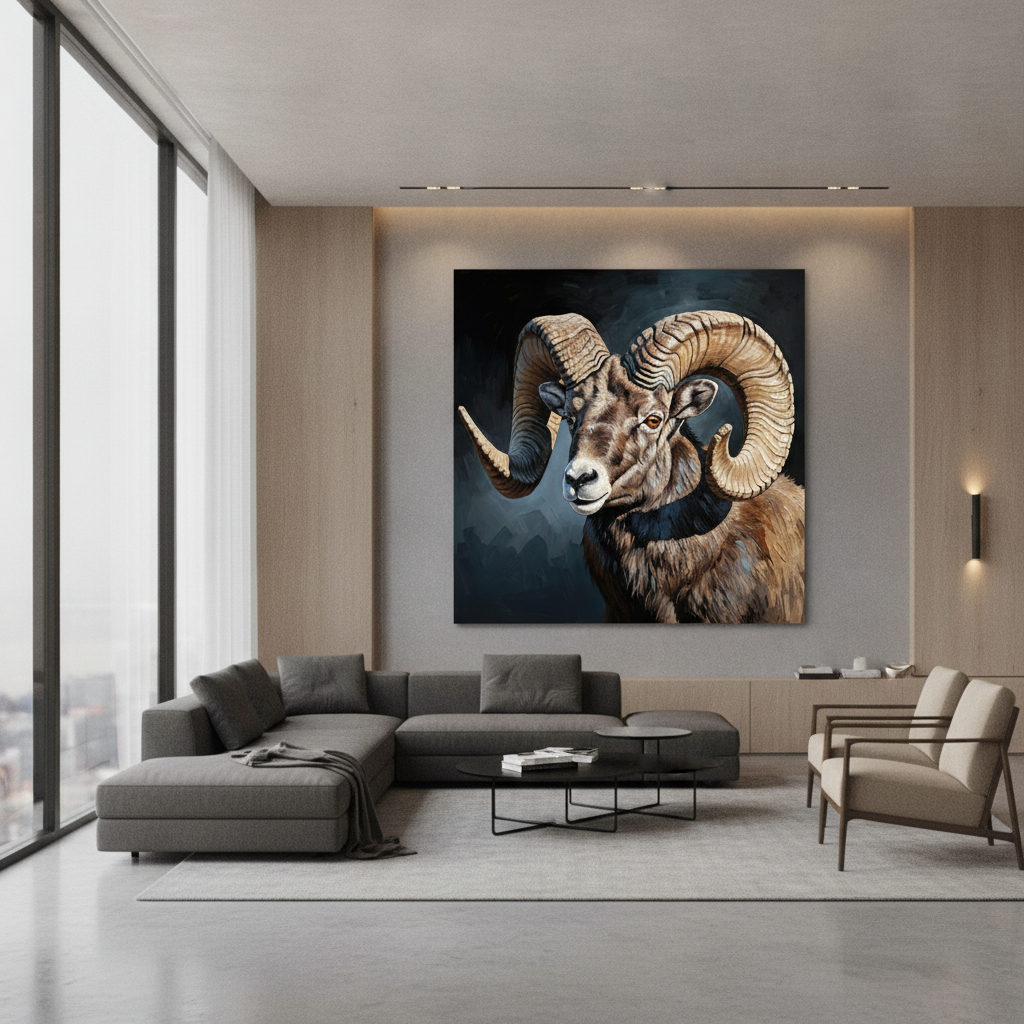 Bighorn Ram Portrait Painting