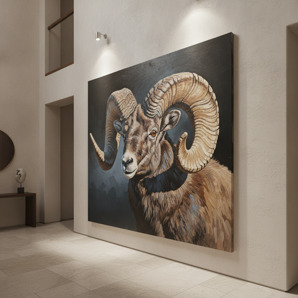 Bighorn Ram Portrait Painting