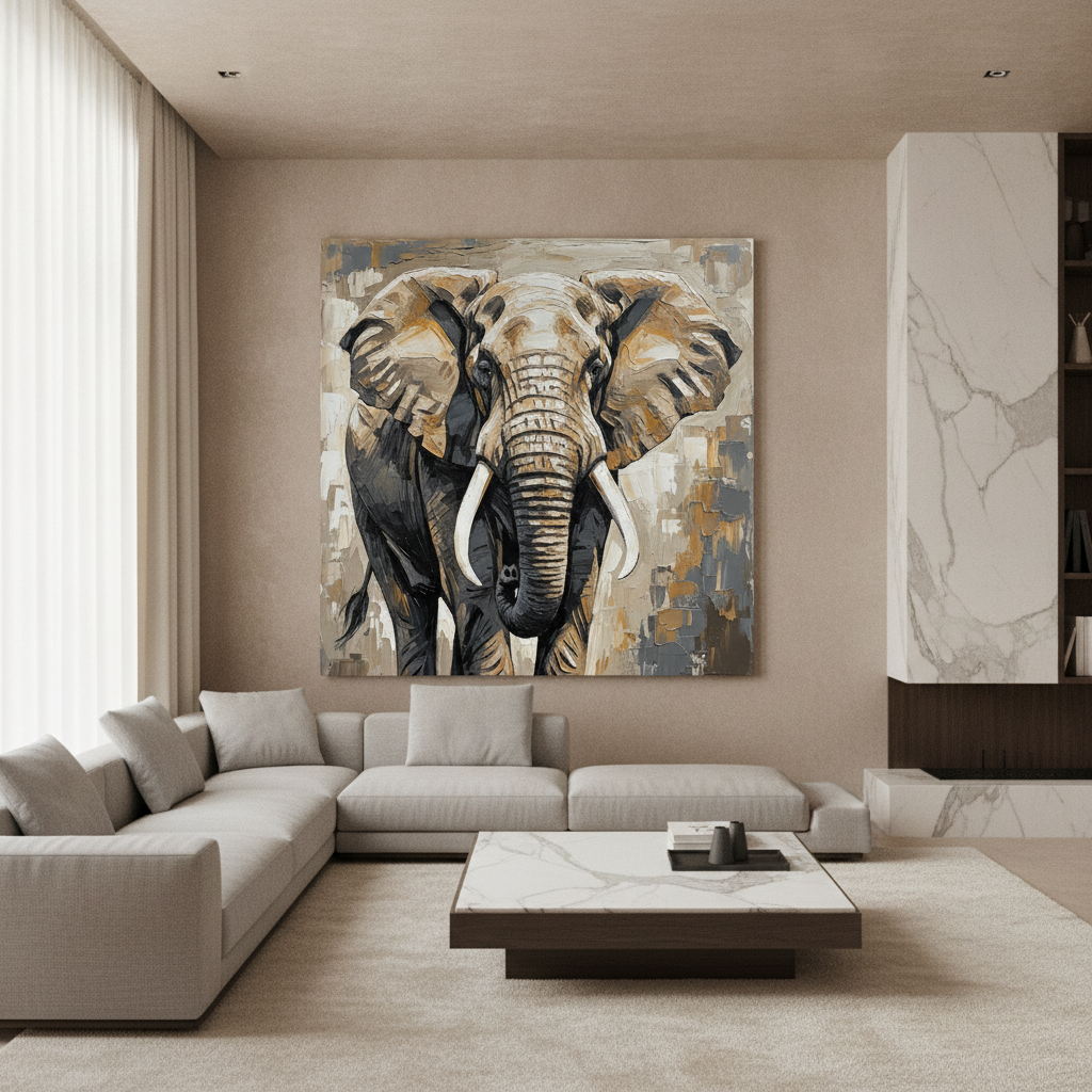 Elephant Close-Up Painting