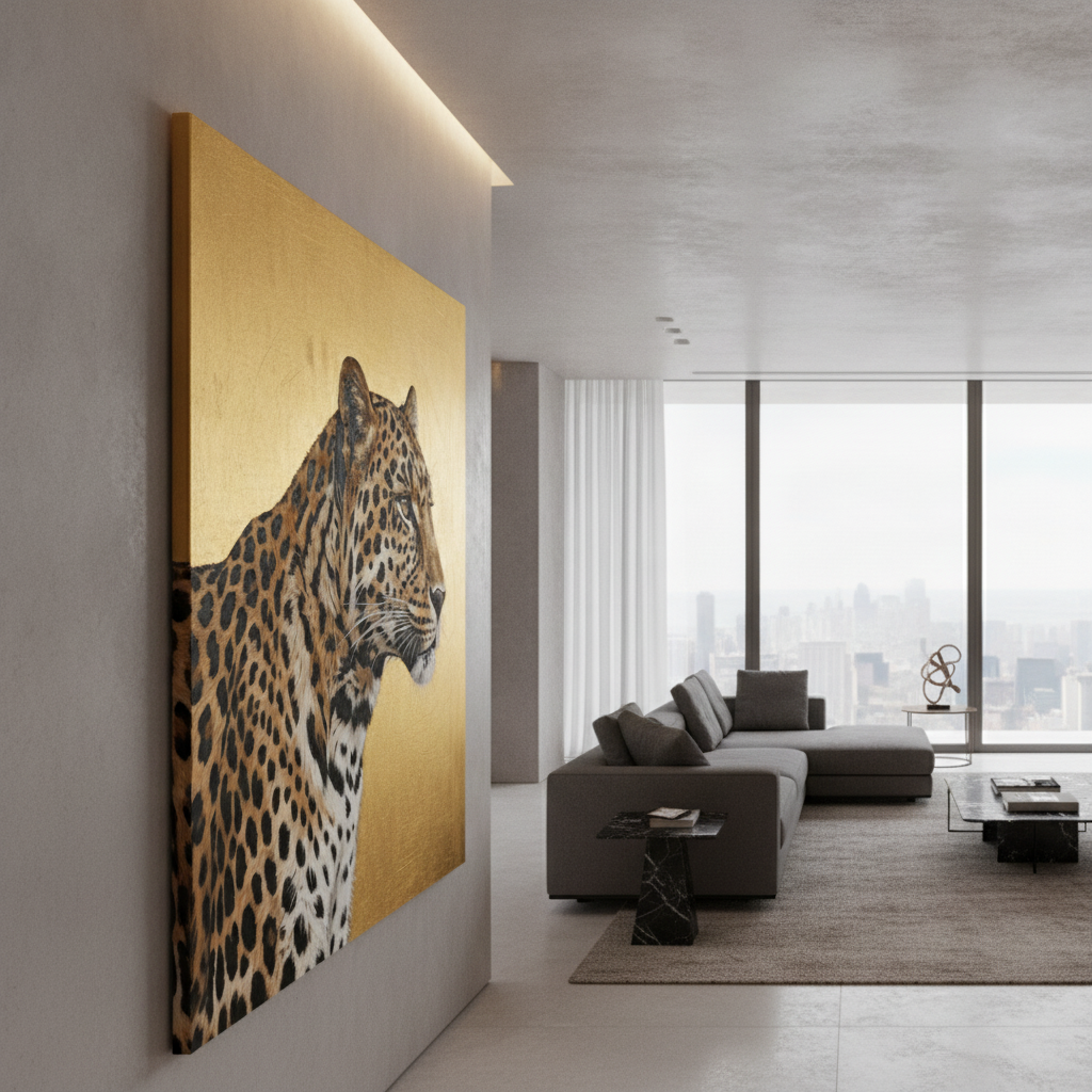 Leopard Gold Foil Painting
