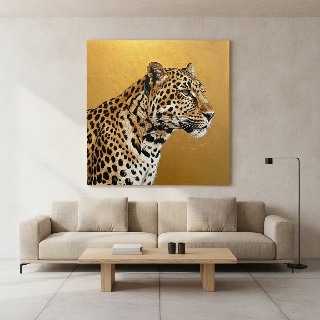 Leopard Gold Foil Painting