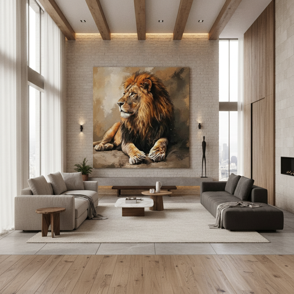 Lion Resting Portrait Painting