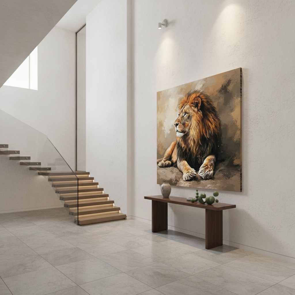 Lion Resting Portrait Painting