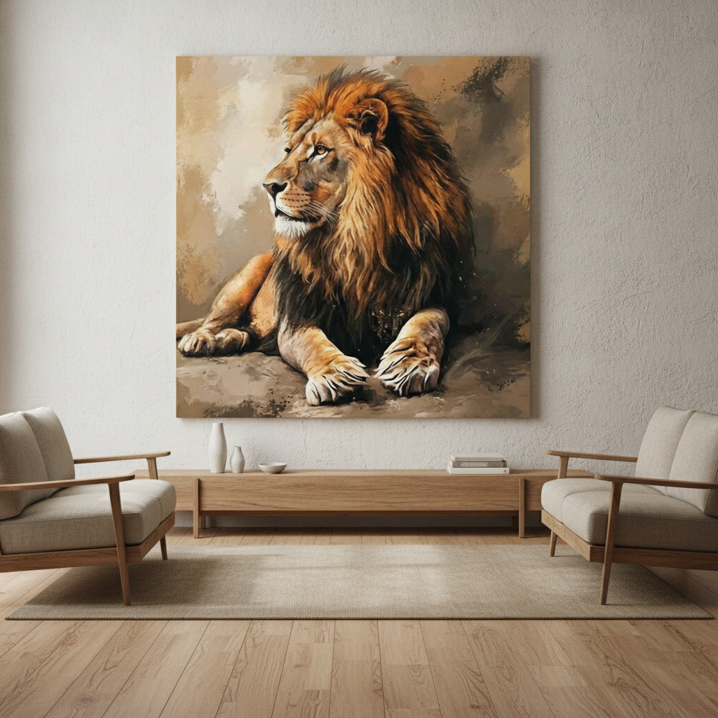 Lion Resting Portrait Painting