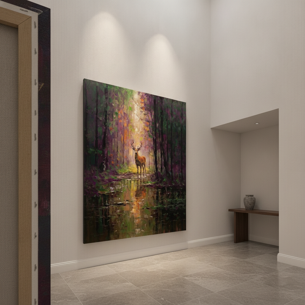 Deer Forest Reflection Painting