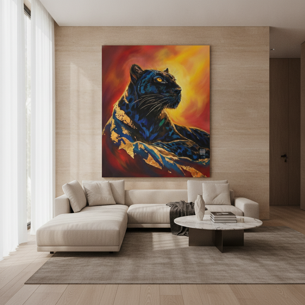Black Panther Gold Leaf Painting