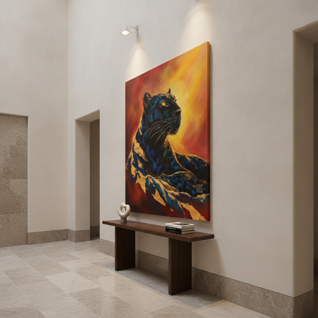 Black Panther Gold Leaf Painting