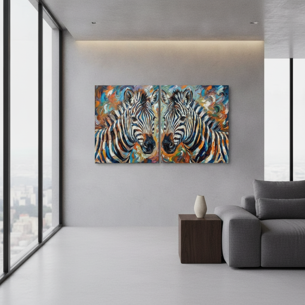 Colorful Zebra Duo Painting