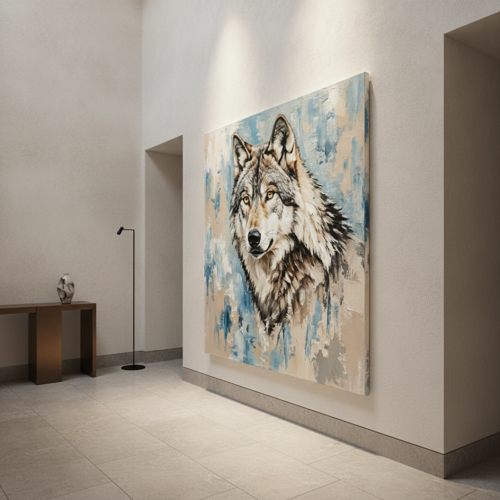 Wolf Portrait Blue Painting