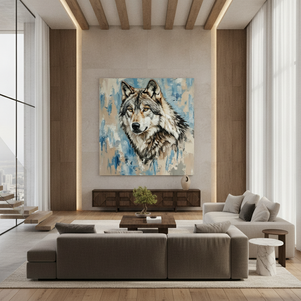 Wolf Portrait Blue Painting
