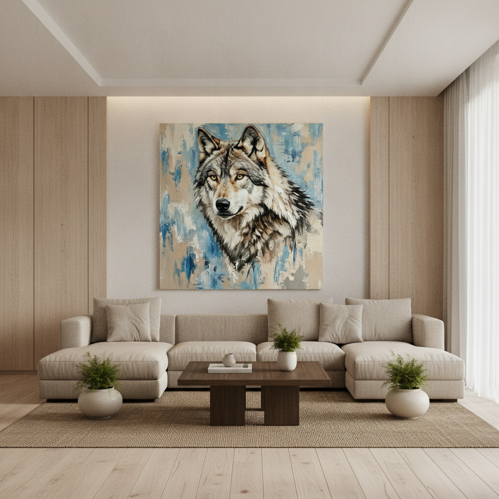 Wolf Portrait Blue Painting