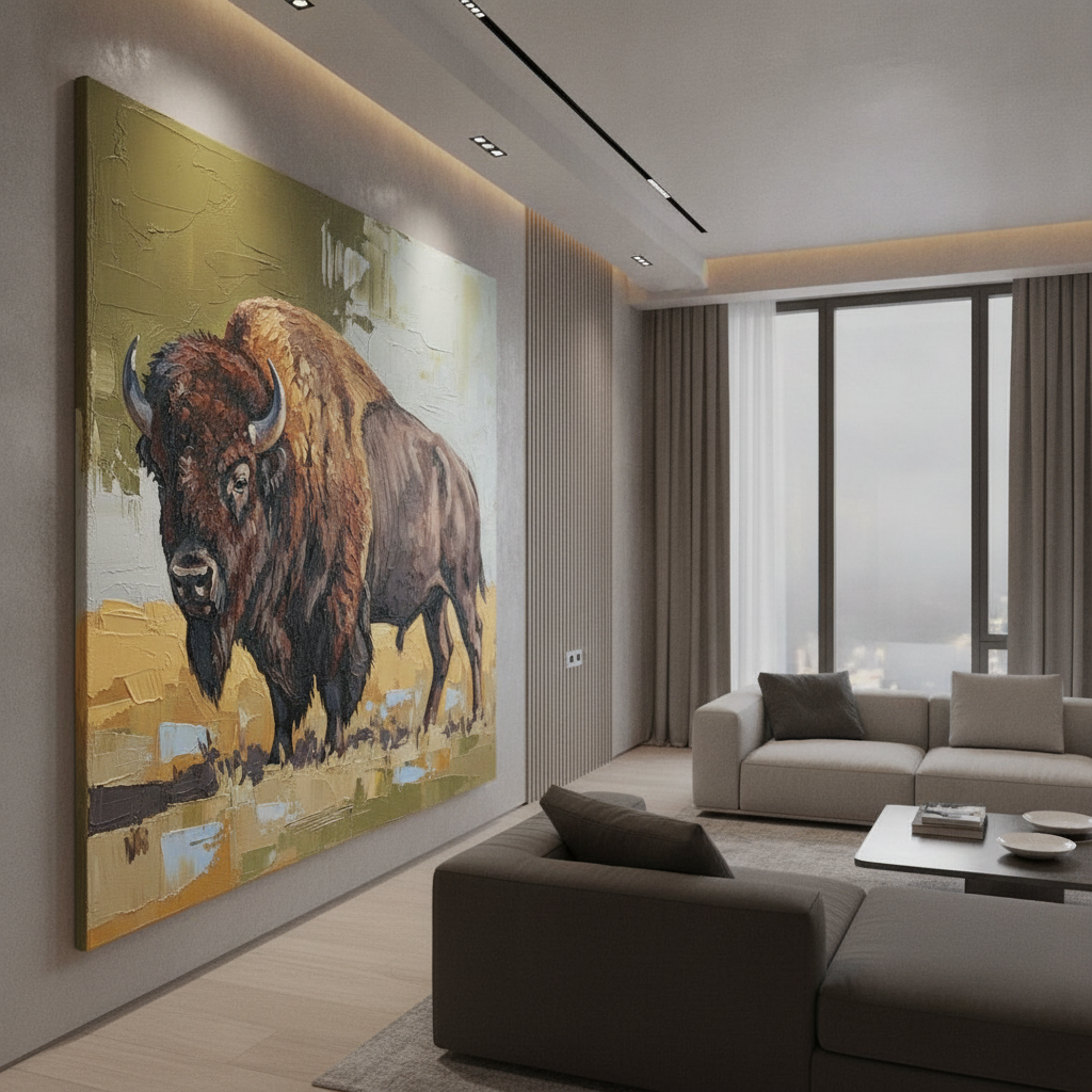 Bison Prairie Field Painting