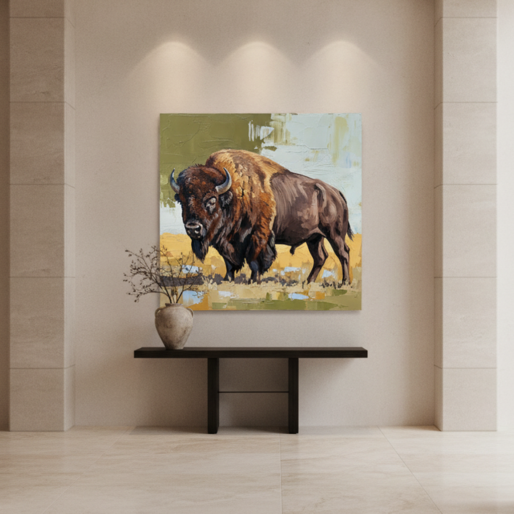 Bison Prairie Field Painting